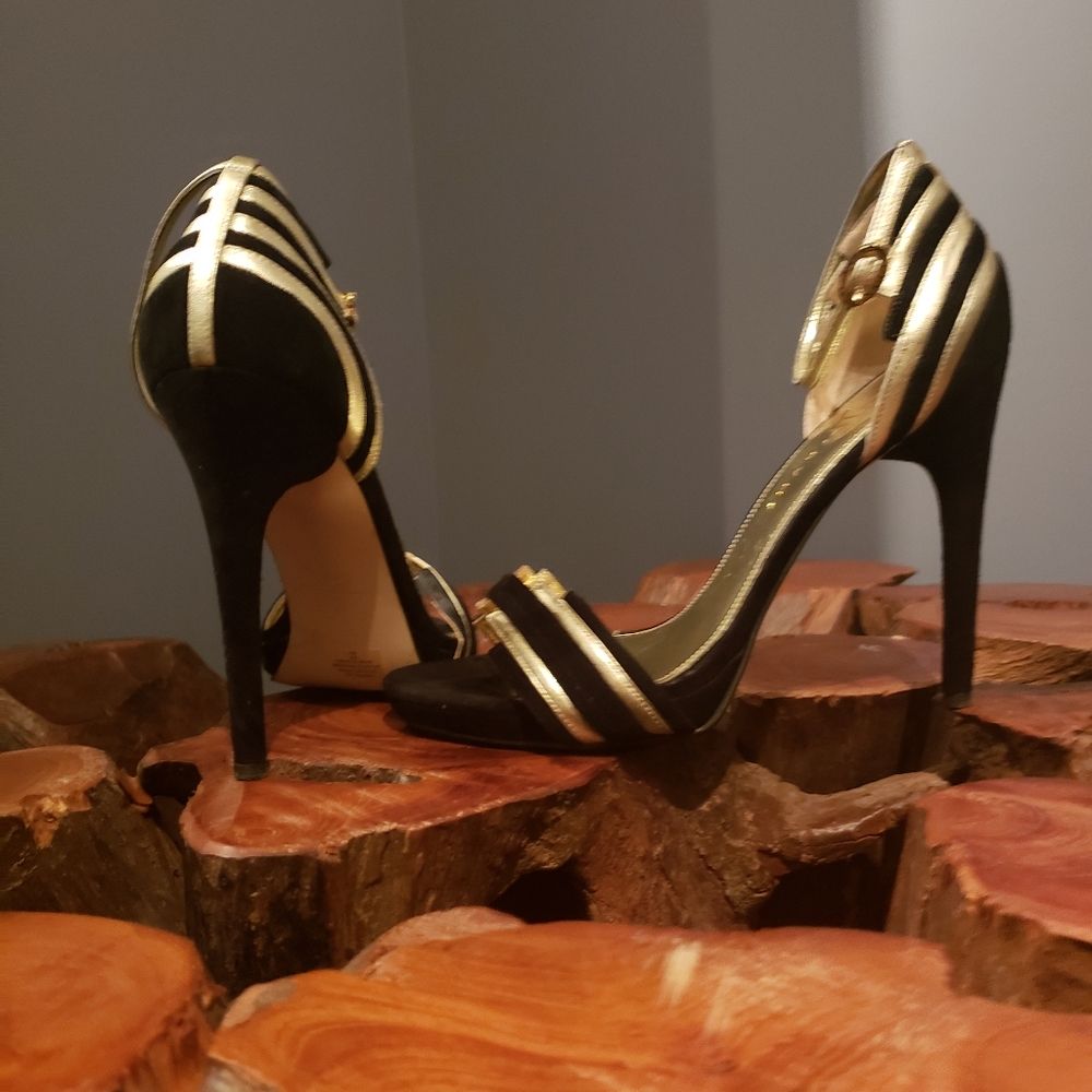 Black+Gold Suede Formal Heel